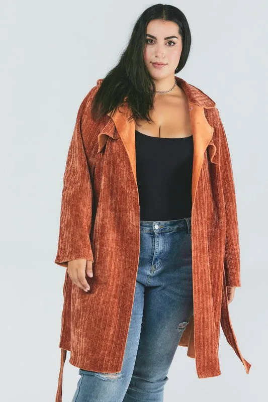 TEEK - Plus Size Solid Long Sleeve Coat