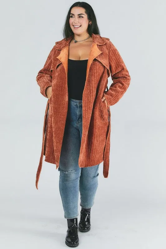 TEEK - Plus Size Solid Long Sleeve Coat