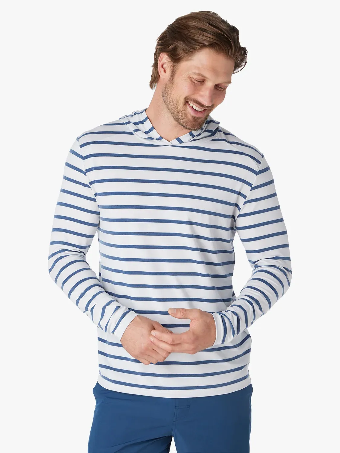 The SeaBreeze Hoodie | Light Grey Nautical Stripe