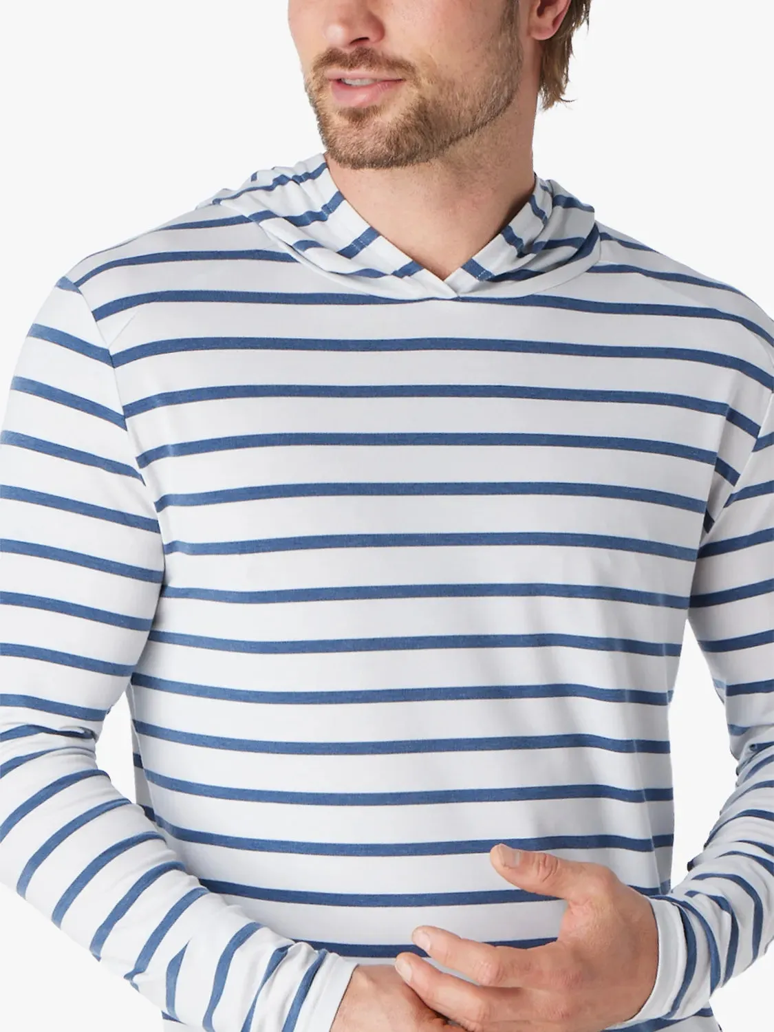 The SeaBreeze Hoodie | Light Grey Nautical Stripe