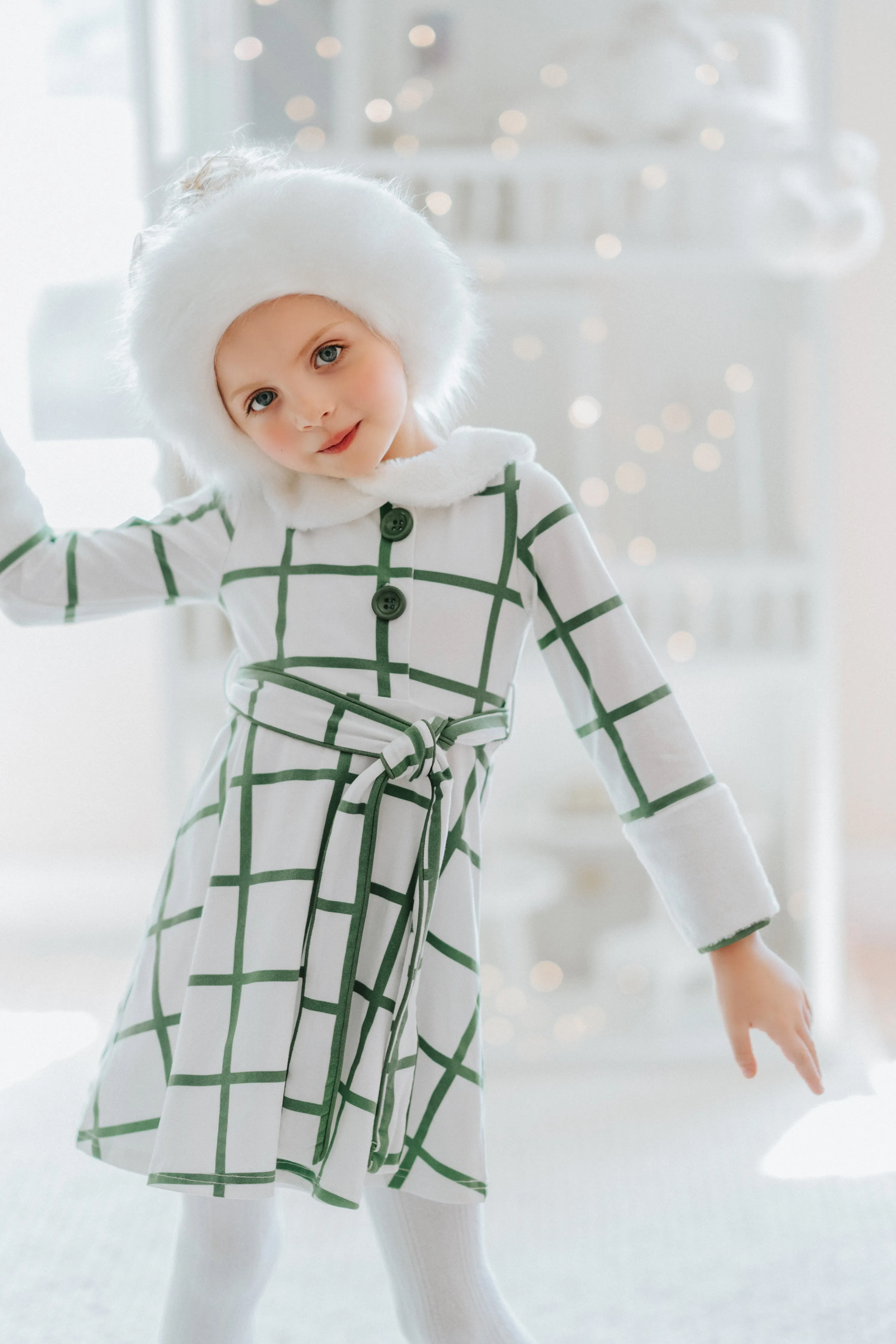 The Window pane Plaid Holiday Dancer Dress in Garland Green- The Rockefeller Center Uniform