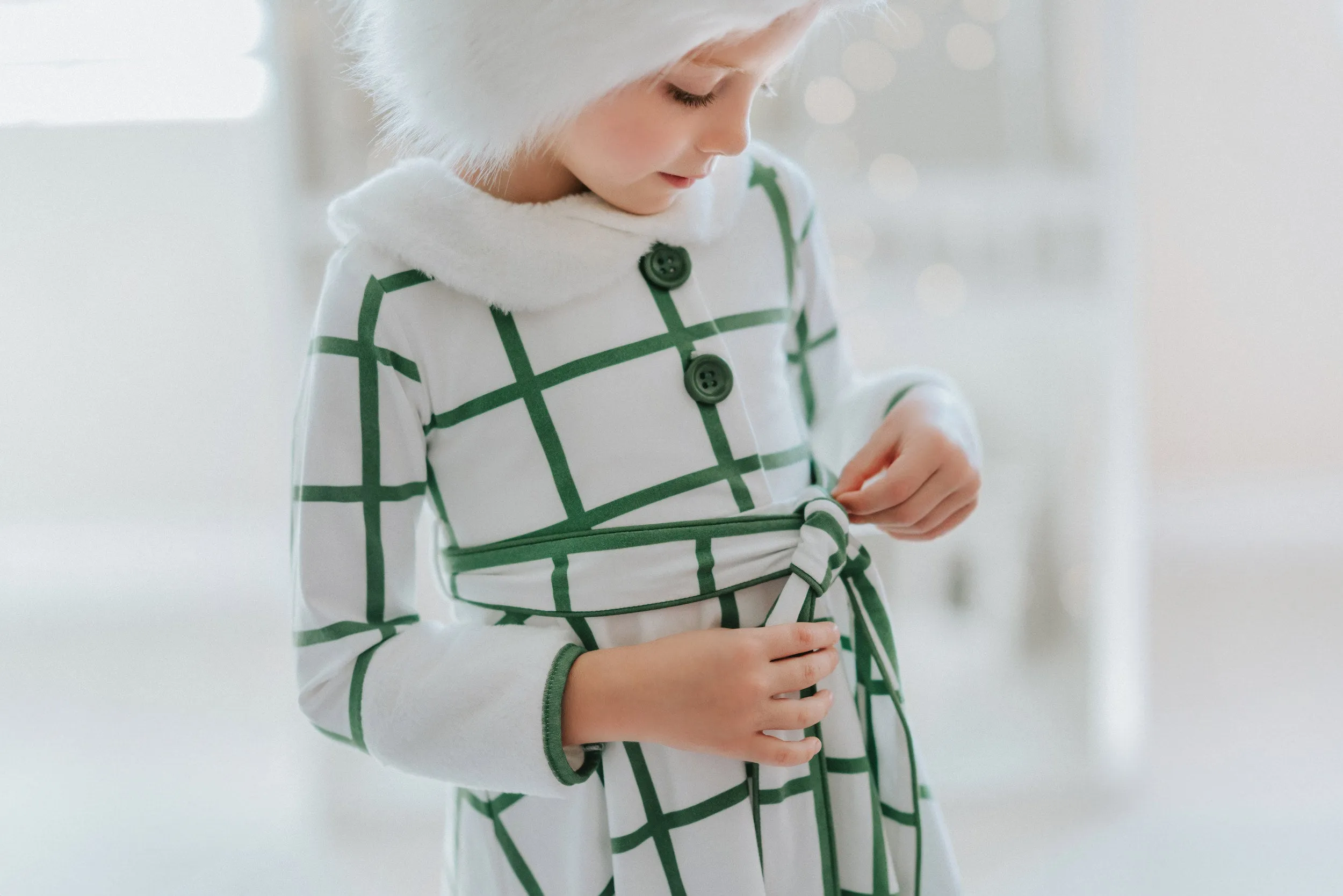 The Window pane Plaid Holiday Dancer Dress in Garland Green- The Rockefeller Center Uniform