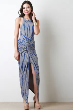 Tie Dye Twisted Slit Maxi Dress