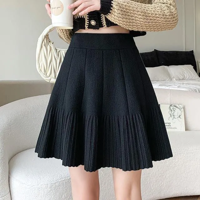 Toleet frat boy outfits 2024 Autumn and Winter New Knitted Skirt Women's Pleated Wool Skirt Waist Slimming Small Fashion Skirt