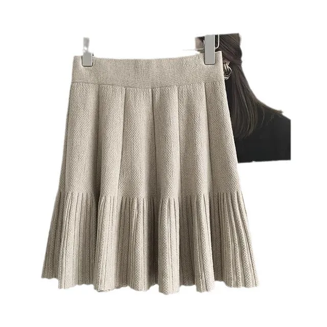 Toleet frat boy outfits 2024 Autumn and Winter New Knitted Skirt Women's Pleated Wool Skirt Waist Slimming Small Fashion Skirt