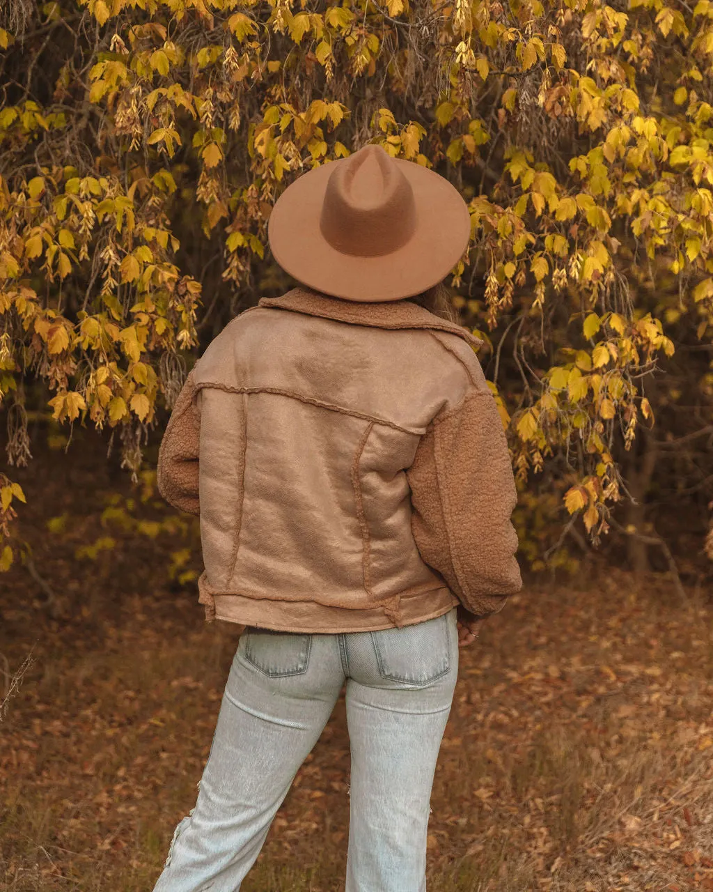 Toleet-Winter and Autumn Outfits Christmas/Thanksgiving_Pocketed Sherpa Jacket - Mocha