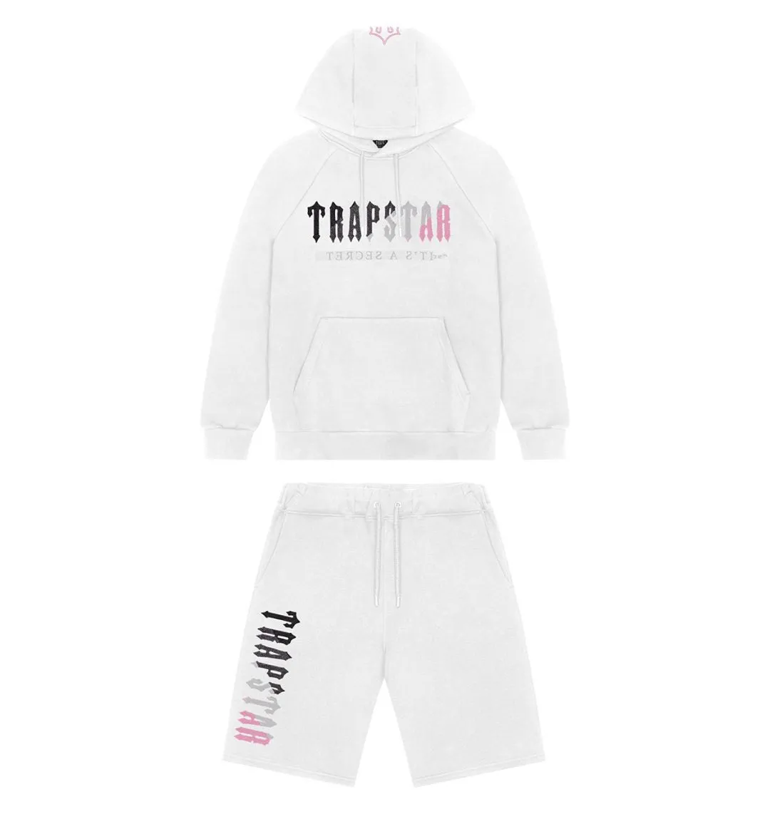 Trapstar London Decoded Hooded Short Set – White/Pink