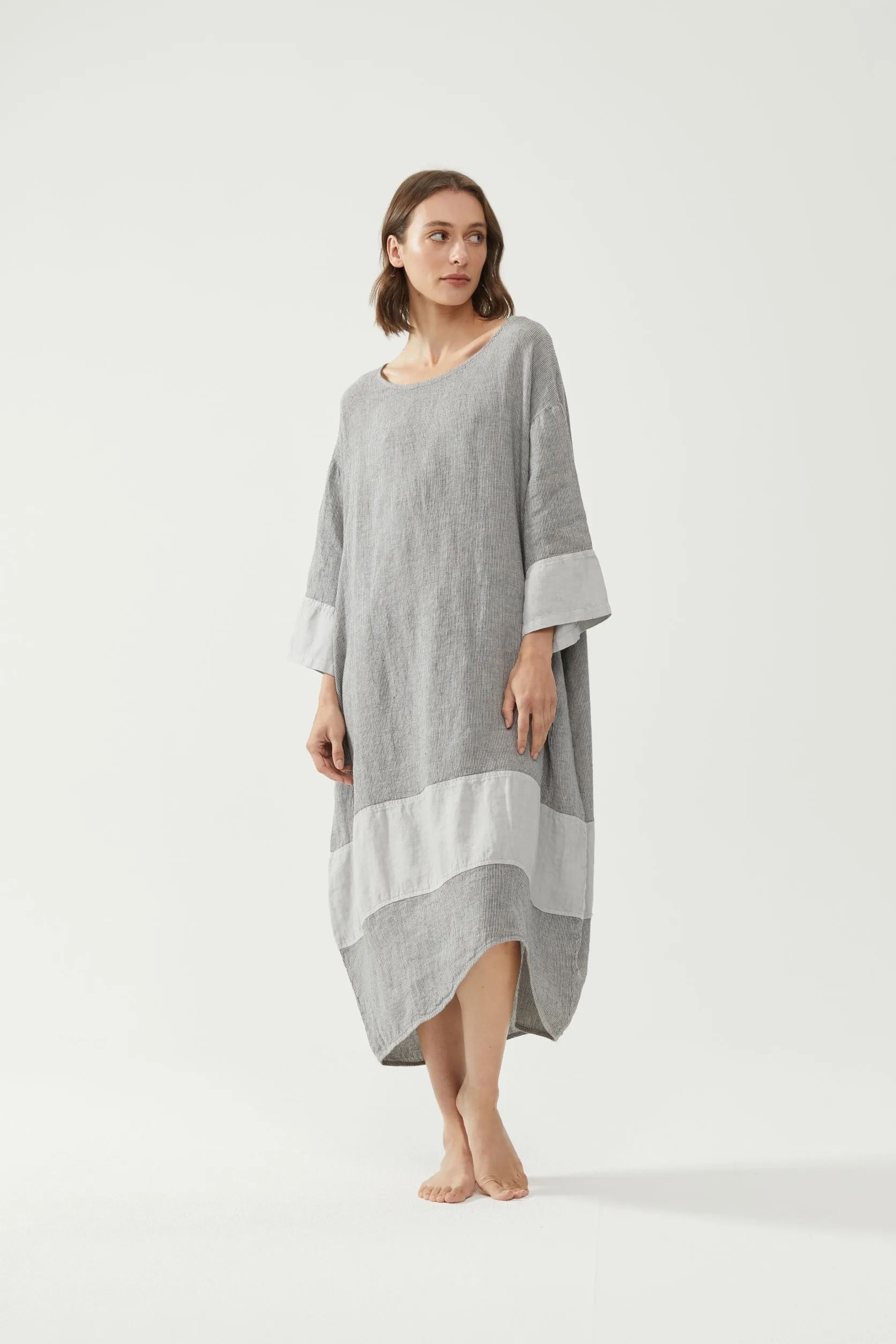 Tulip Dress Grey Stripe