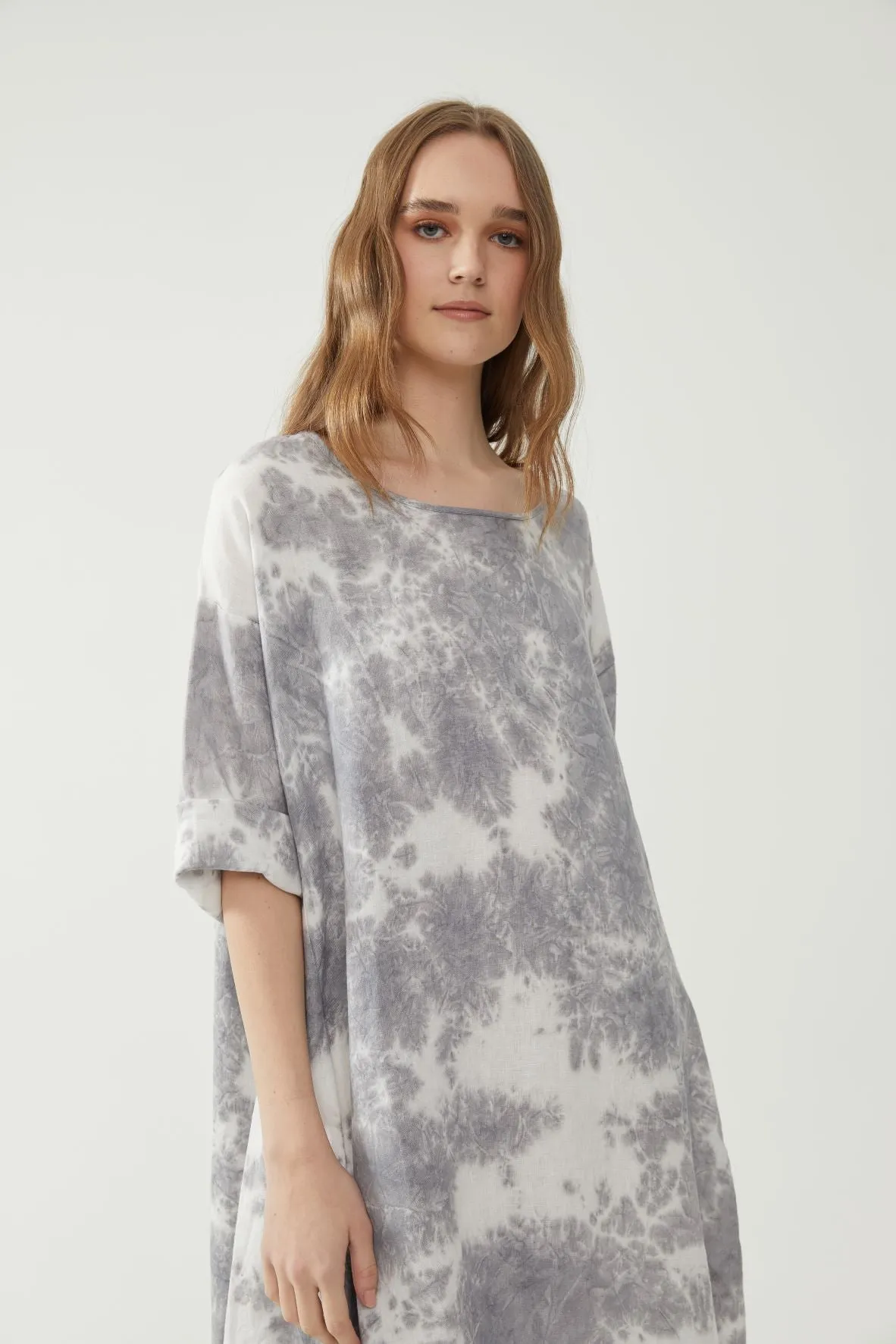 Tulip Dress Grey Tie Dye