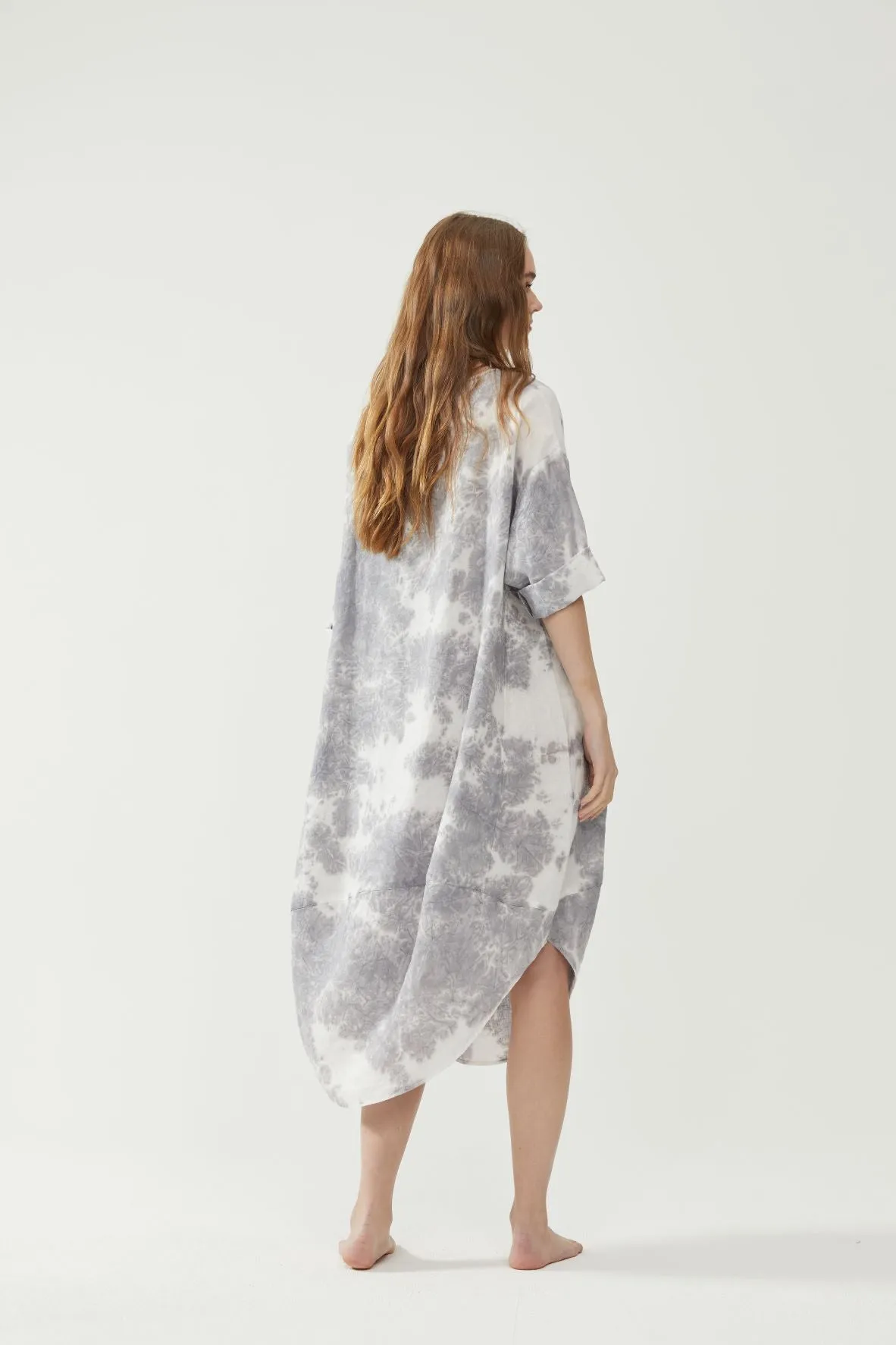 Tulip Dress Grey Tie Dye