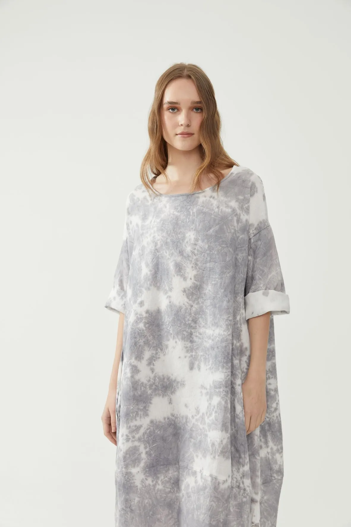 Tulip Dress Grey Tie Dye