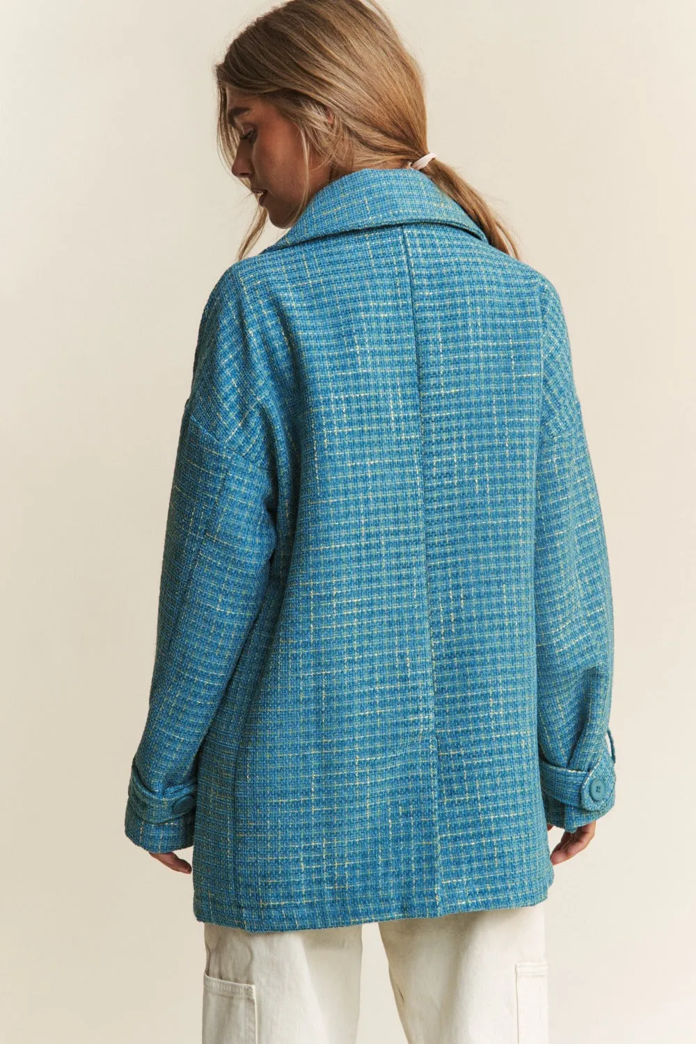 Tweed Double-Breasted Long Sleeve Coat