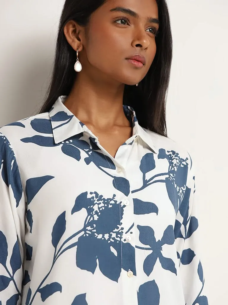 Utsa Blue Floral Tunic