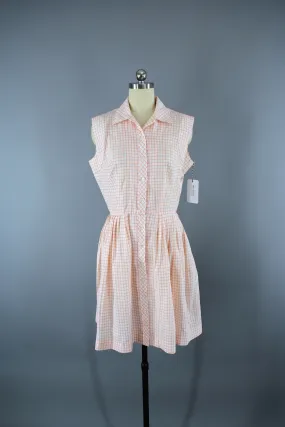 Vintage 1960s Peach Gingham Day Dress