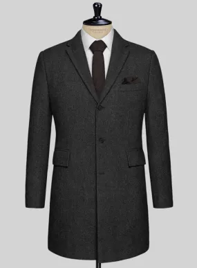 Vintage Rope Weave Charcoal Tweed Overcoat