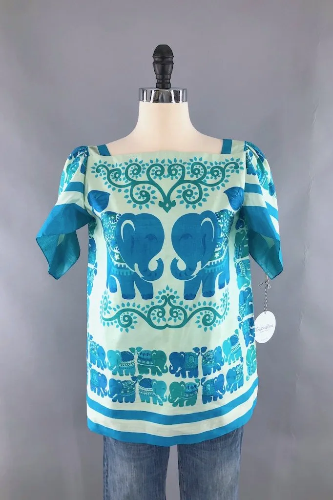 Vintage Thai Silk Elephants Blouse