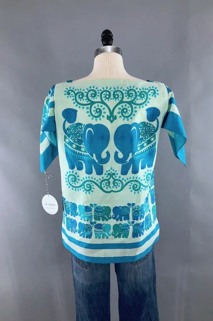 Vintage Thai Silk Elephants Blouse