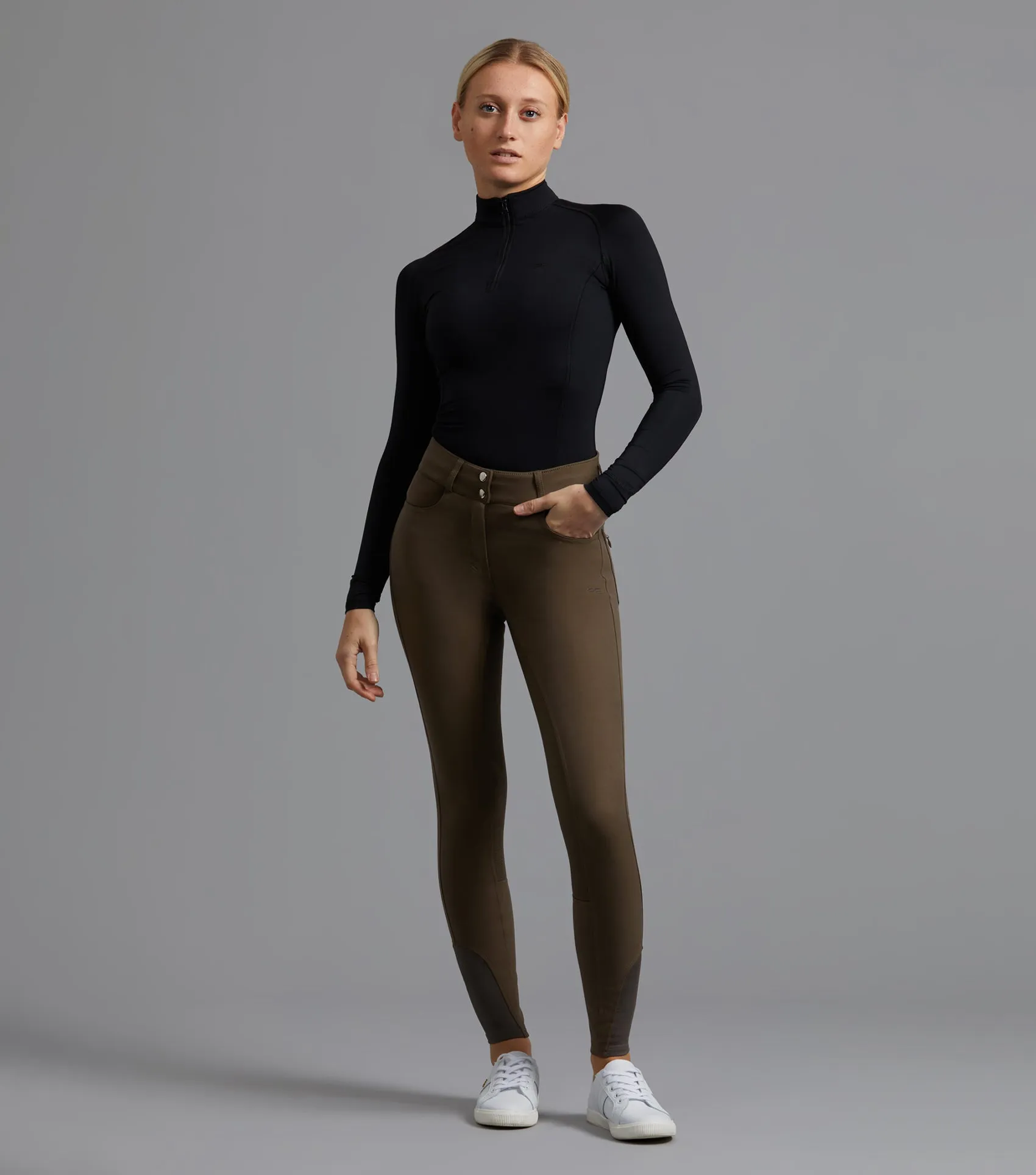 Virtue Ladies Full Seat Gel Riding Breeches Dark Olive