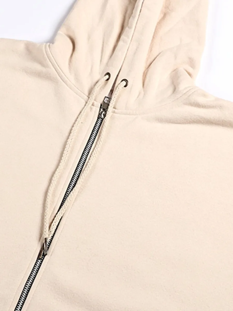 Whispering Cream Oversized Maternity Zipper Hoodie