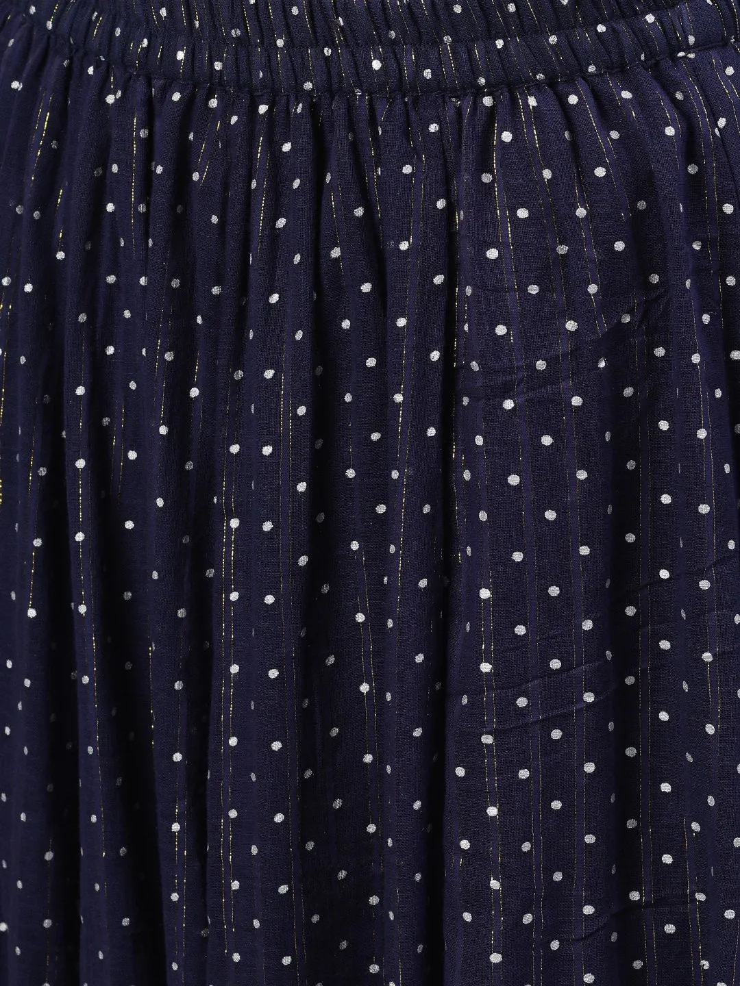 Women Navy Blue Polka Dot Printed Maxi Skirt