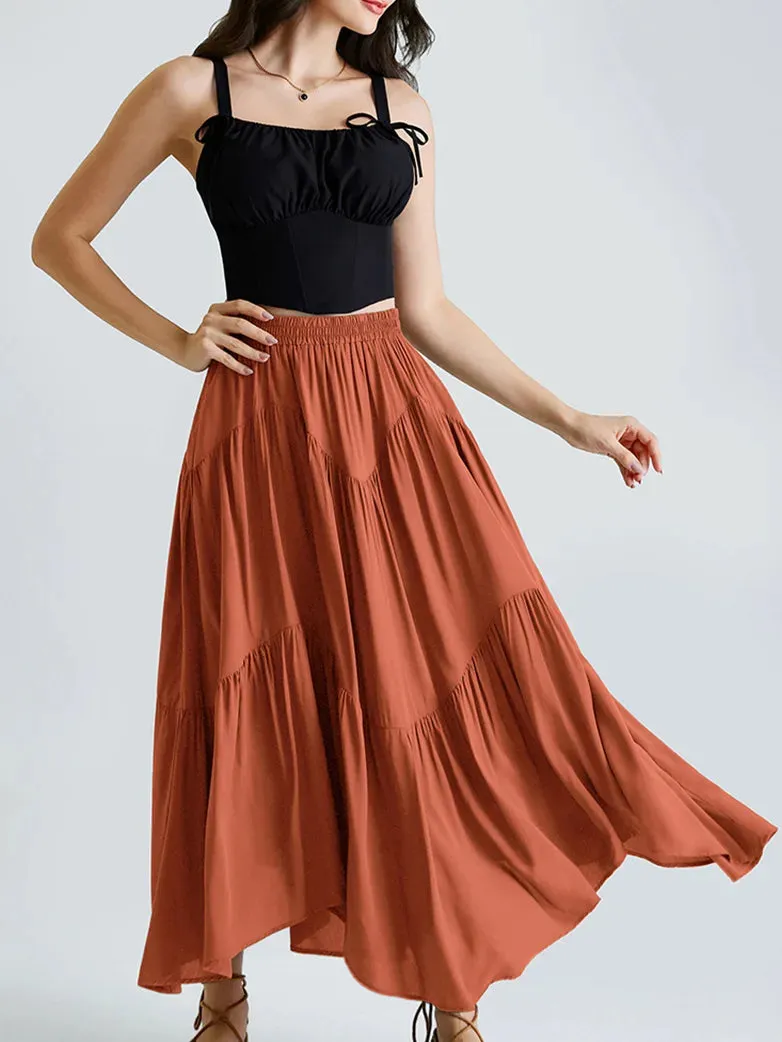 Women Renaissance Irregular Hem Tiered Swing Skirt