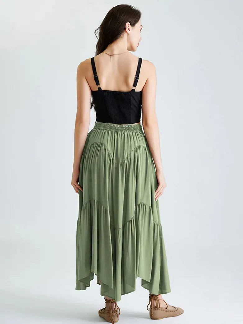 Women Renaissance Irregular Hem Tiered Swing Skirt