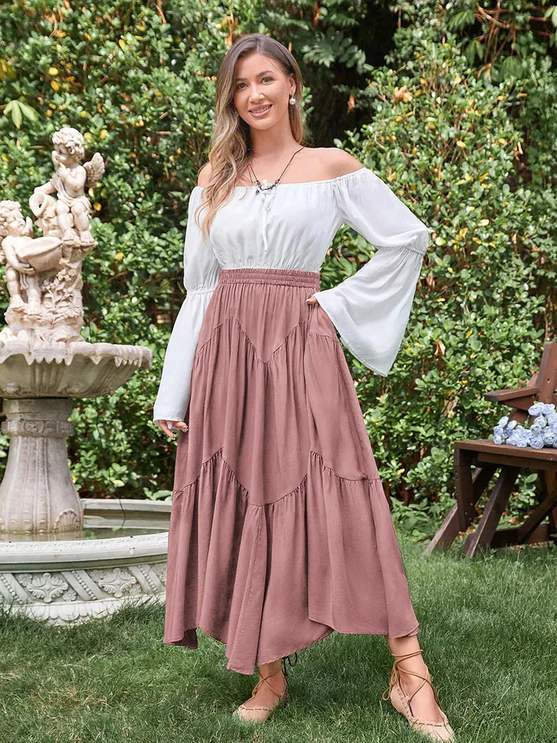 Women Renaissance Irregular Hem Tiered Swing Skirt