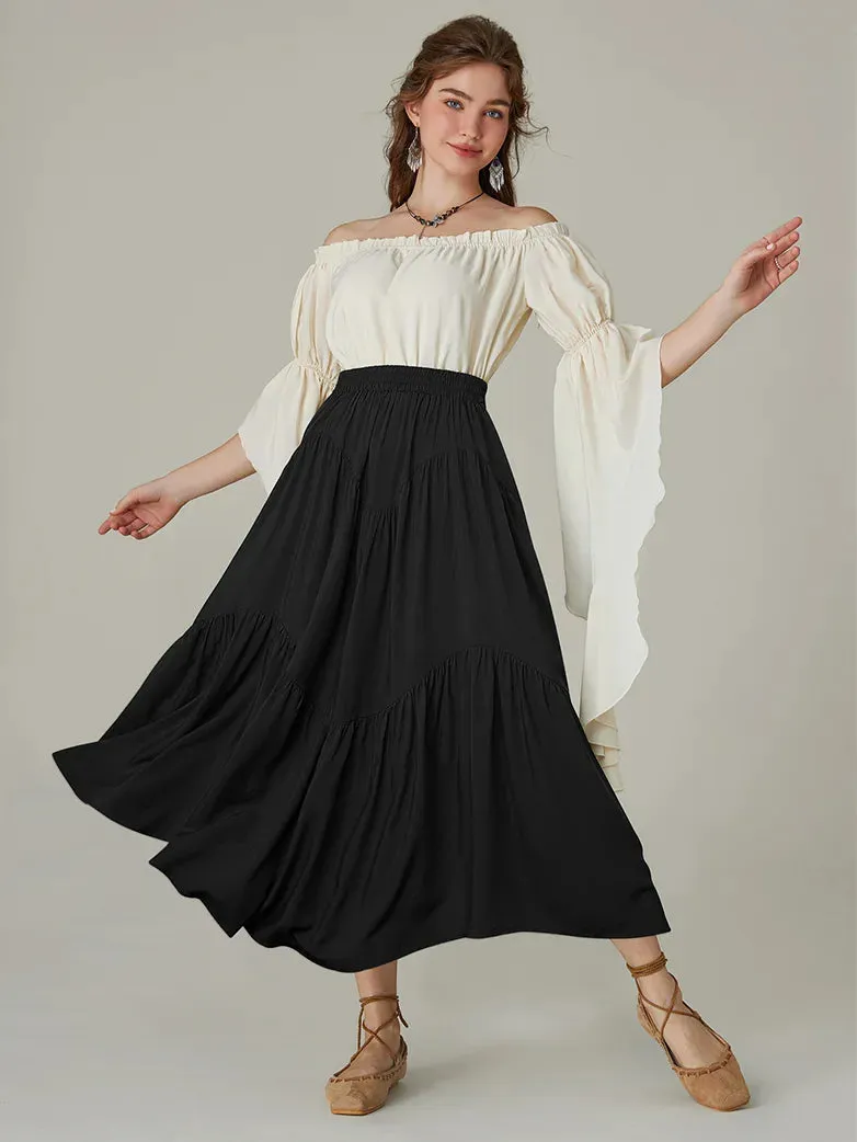 Women Renaissance Irregular Hem Tiered Swing Skirt