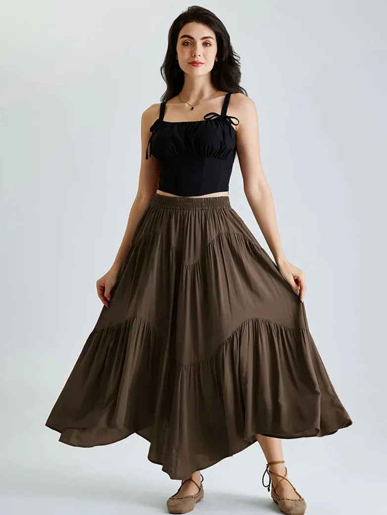 Women Renaissance Irregular Hem Tiered Swing Skirt