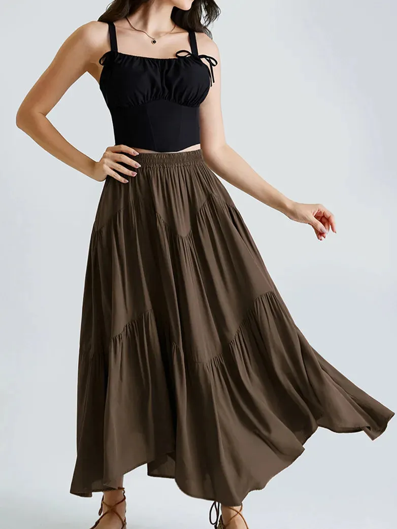 Women Renaissance Irregular Hem Tiered Swing Skirt