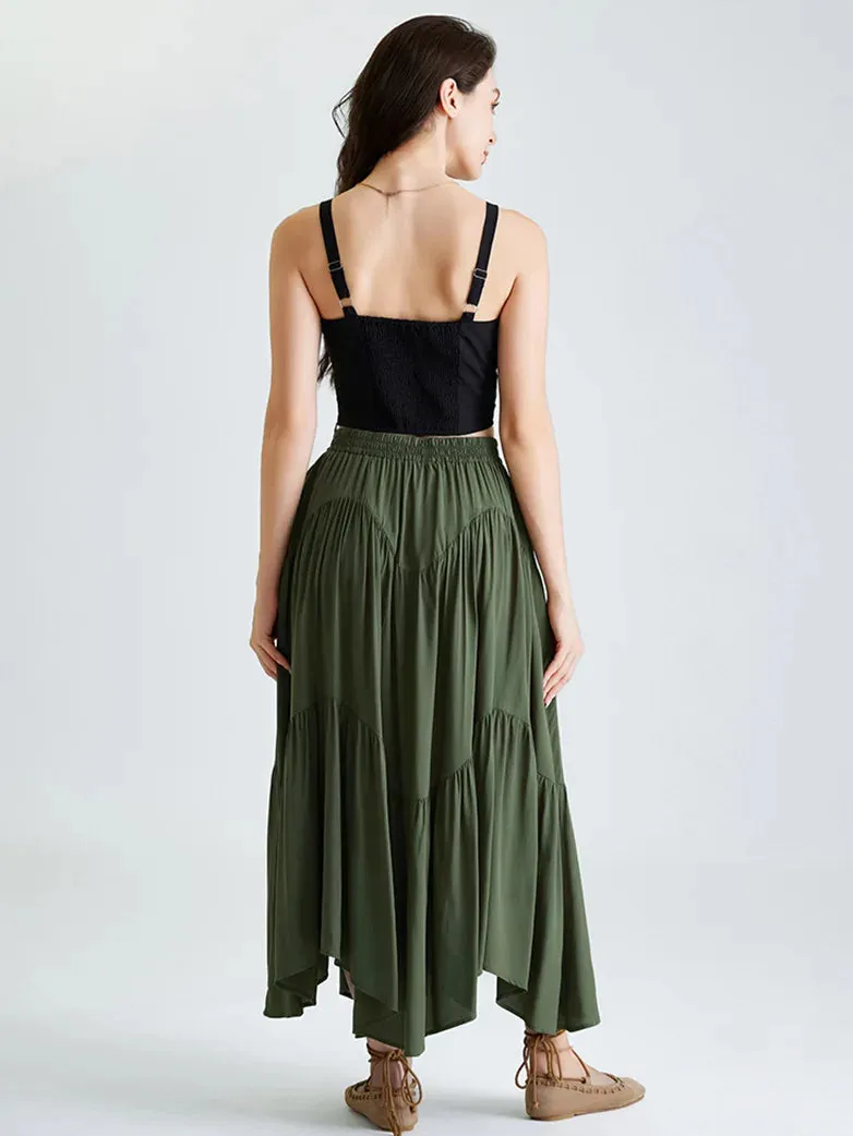 Women Renaissance Irregular Hem Tiered Swing Skirt