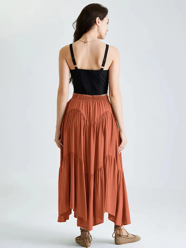 Women Renaissance Irregular Hem Tiered Swing Skirt