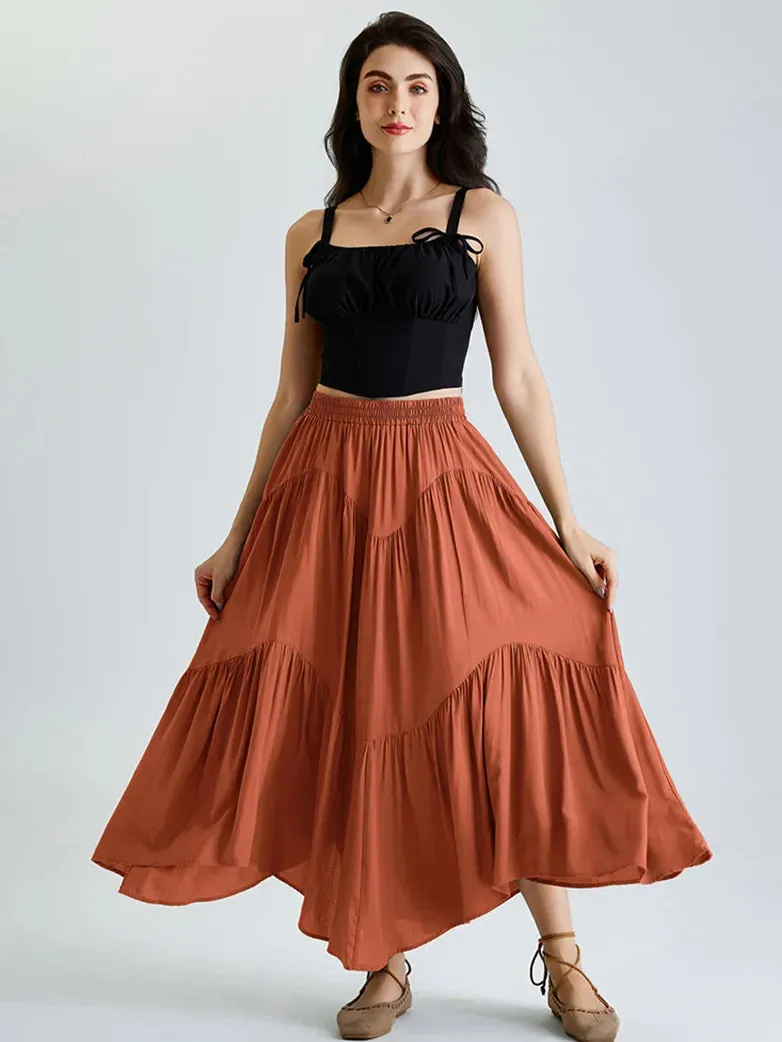 Women Renaissance Irregular Hem Tiered Swing Skirt