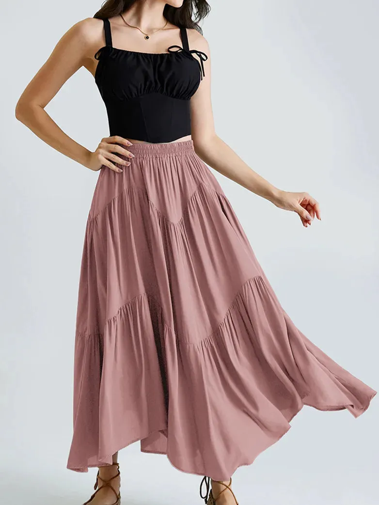 Women Renaissance Irregular Hem Tiered Swing Skirt