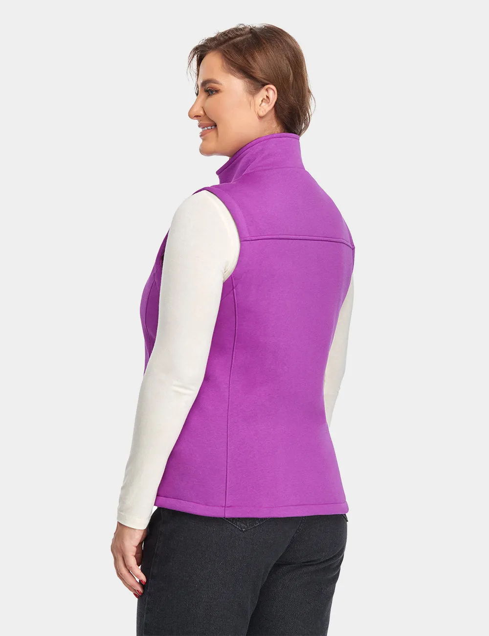 Women's Heated Fleece Vest - Purple / Flecking Grey