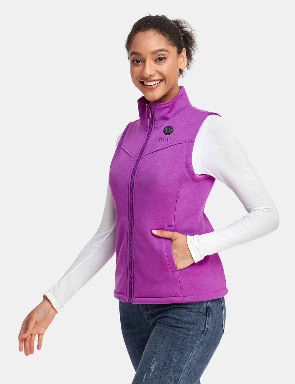 Women's Heated Fleece Vest - Purple / Flecking Grey