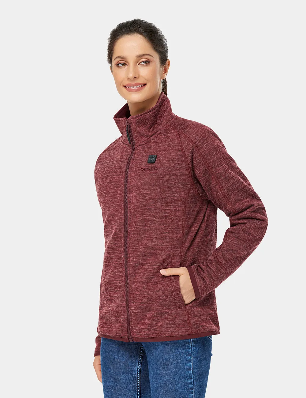 Women's Heated Full-Zip Fleece Jacket - Maroon