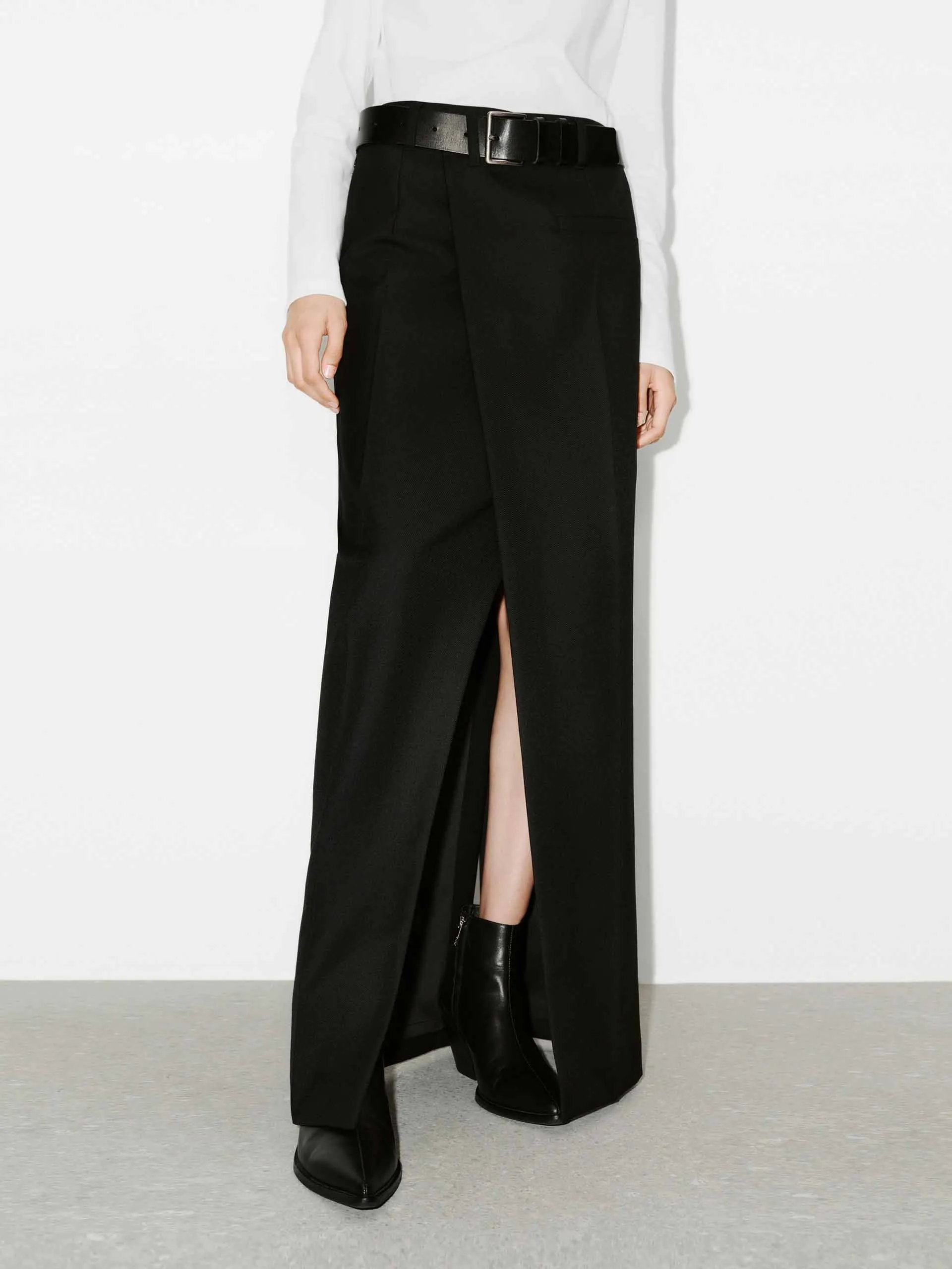 Wrap Detail Slit Maxi Skirt