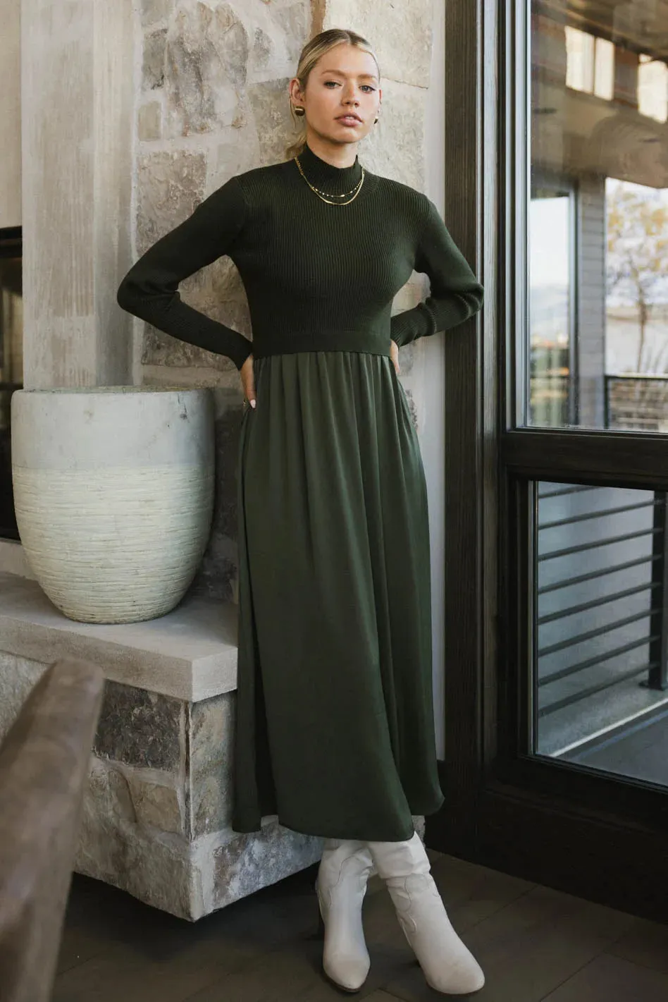 Zeda Maxi Dress in Olive